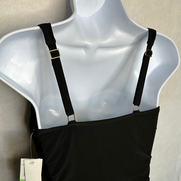 NWT Beyond Control Black Draped V-Neck Swimdress One-Piece – Size 8 - Picture 12 of 15